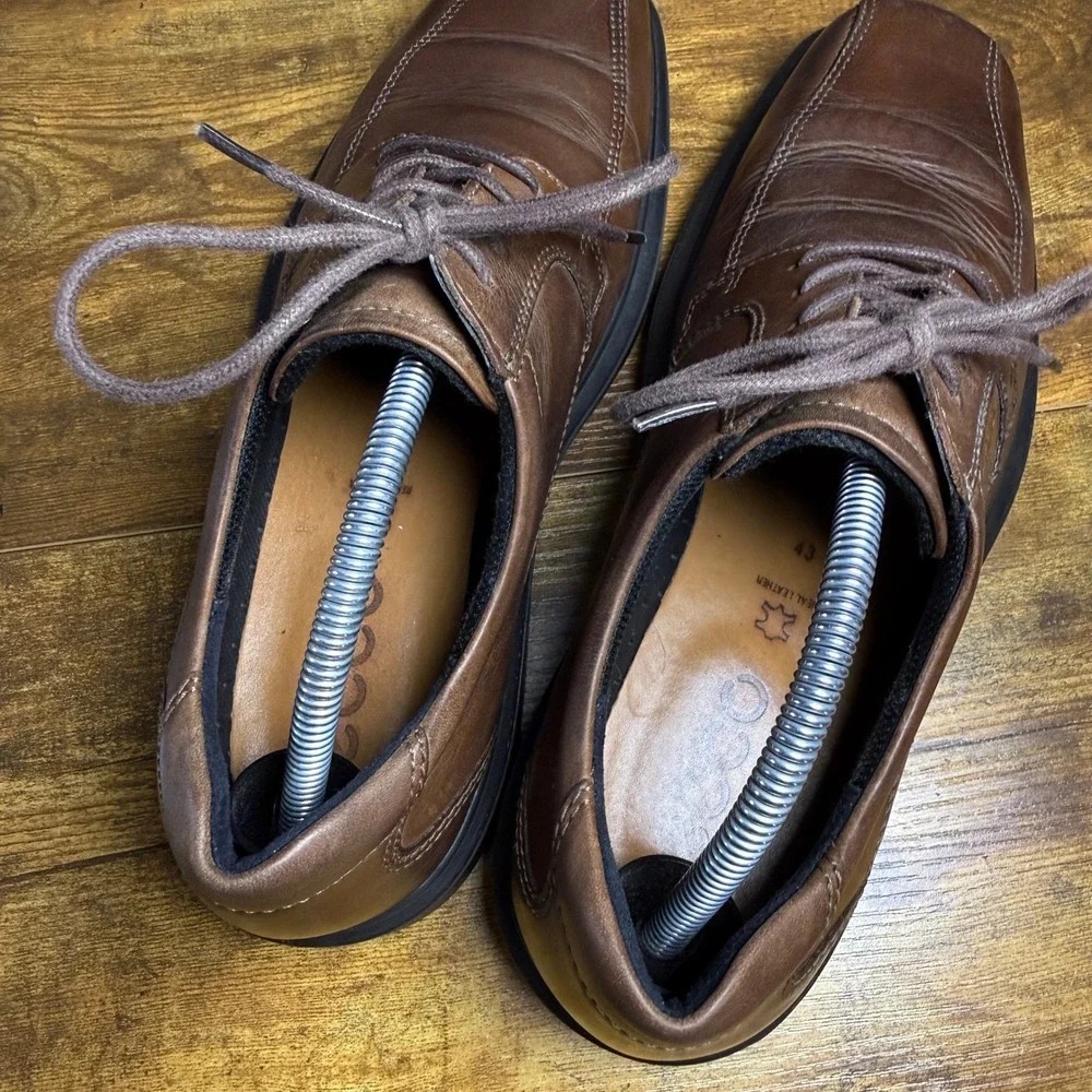 ECCO Helsinki Brown Leather Bike Toe Oxford Mens EU 43 US 9-9.5